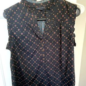 Navy Blue Tommy Hilfiger Short Sleeve Blouse